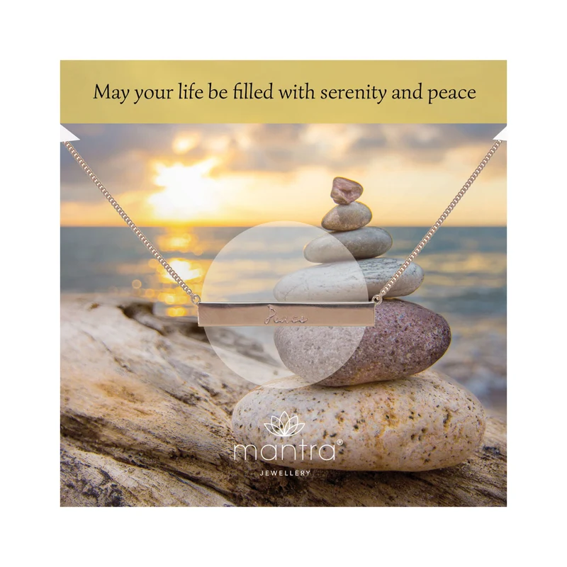 Peace Bar Necklace in Rose Gold