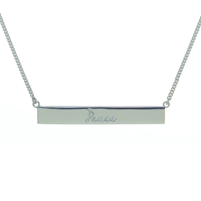 Peace Bar Necklace in Silver