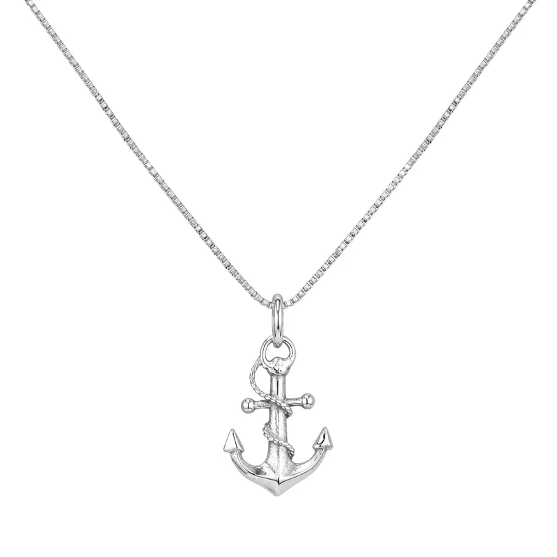 Silver Rope & Anchor Pendant