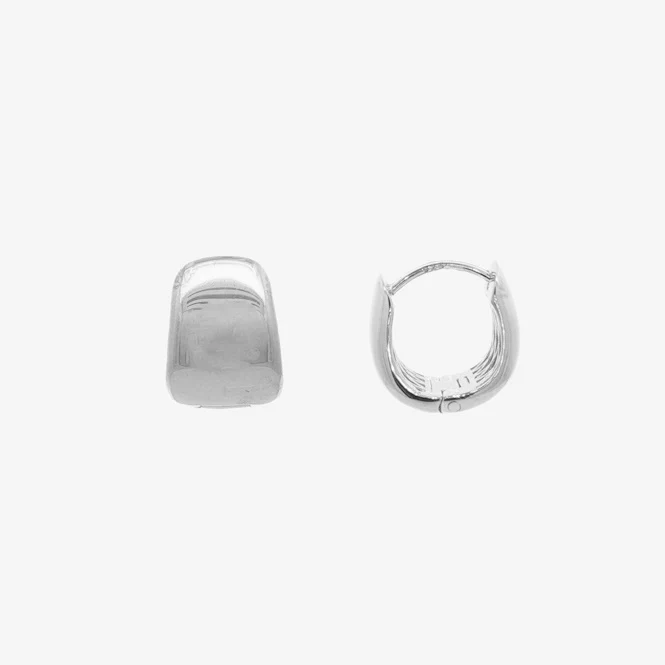 Silver Chunky Huggie Hinge Earrings