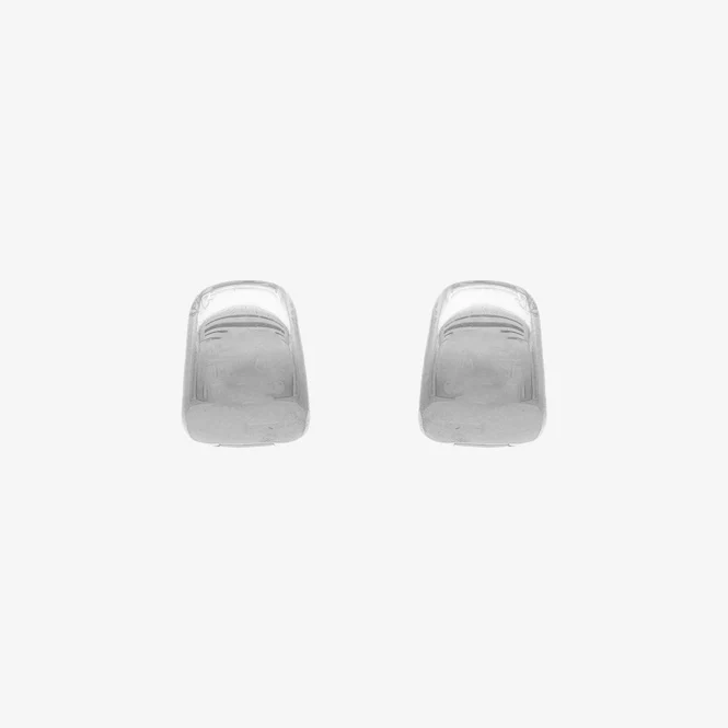 Silver Chunky Huggie Hinge Earrings