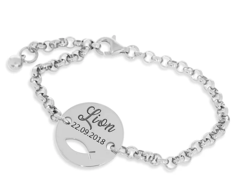 ARMBAND NAME GRAVUR GESCHENK TAUFE ICHTHYS