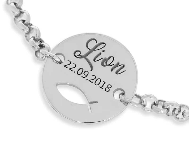 ARMBAND NAME GRAVUR GESCHENK TAUFE ICHTHYS