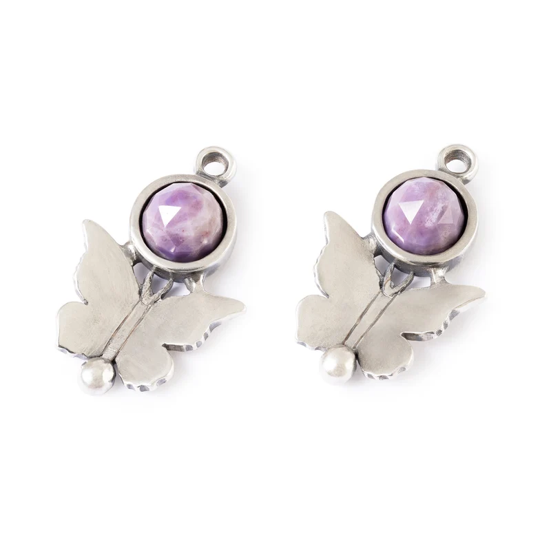 Schmetterlingskuss Ohrringe mit Purple Jade