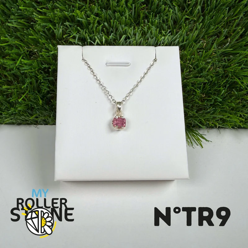 Anhänger aus rosa Turmalin (Rubellit) – 925er Sterlingsilber – Nr. 9