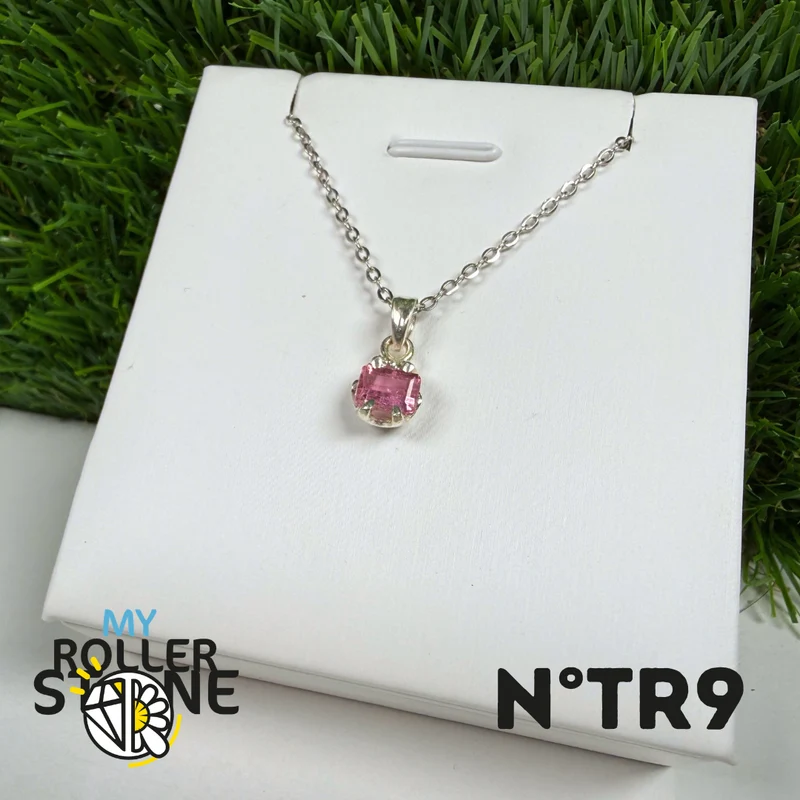 Anhänger aus rosa Turmalin (Rubellit) – 925er Sterlingsilber – Nr. 9