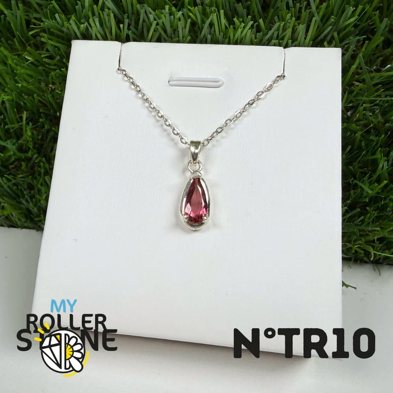 Anhänger aus rosa Turmalin (Rubellit) – 925er Sterlingsilber – Nr. 10