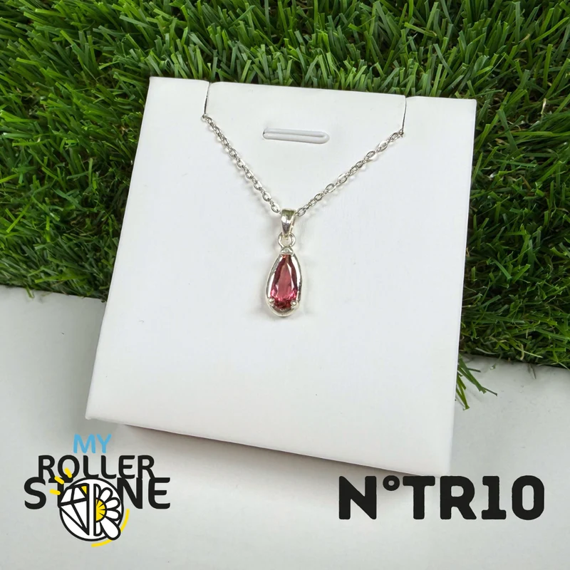 Anhänger aus rosa Turmalin (Rubellit) – 925er Sterlingsilber – Nr. 10