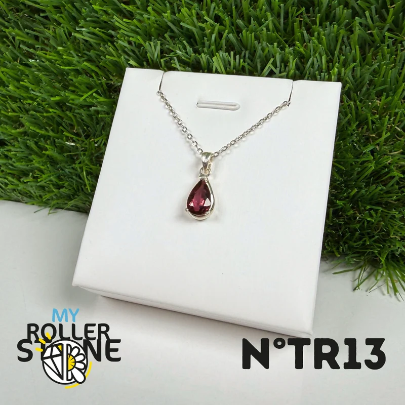 Anhänger aus rosa Turmalin (Rubellit) – 925er Sterlingsilber – Nr. 13