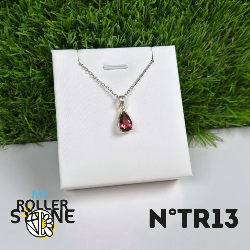 Anhänger aus rosa Turmalin (Rubellit) – 925er Sterlingsilber – Nr. 13