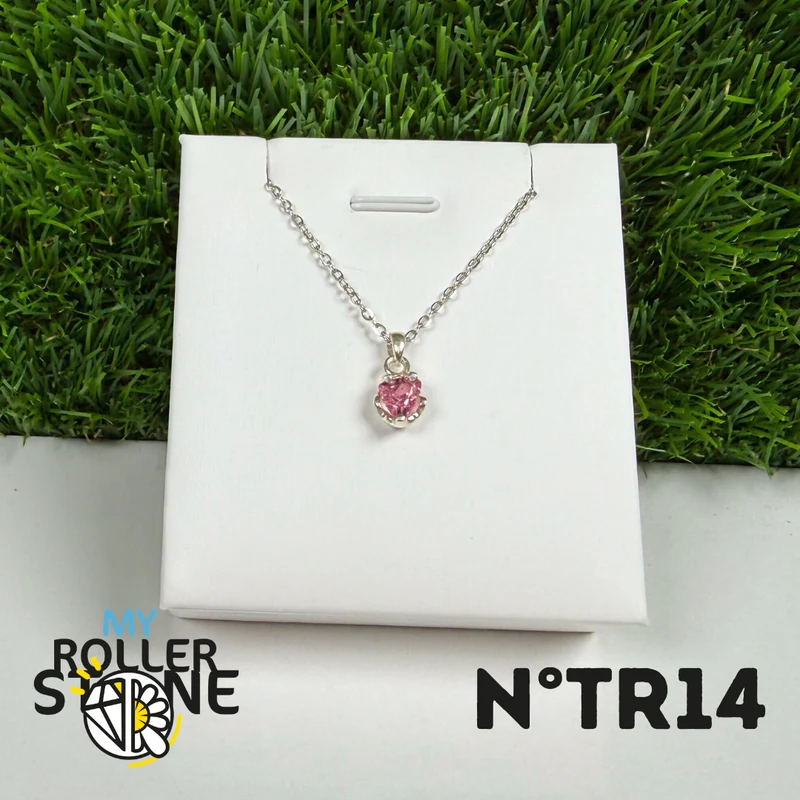 Anhänger aus rosa Turmalin (Rubellit) – 925er Sterlingsilber – Nr. 14