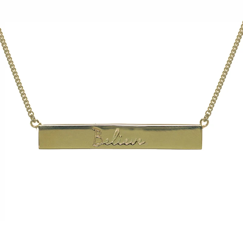 Believe Bar Necklace in Gold
