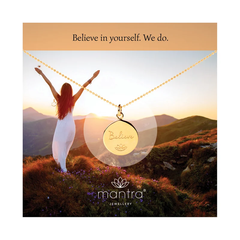 Believe Disc Necklace in Gold