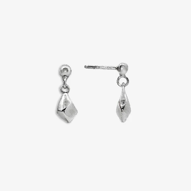 Silver Pebbles Drop Stud Earrings
