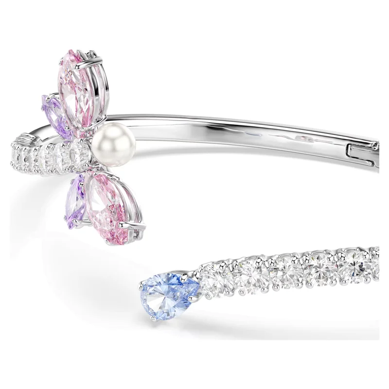 Ariana Grande x Swarovski Dragonfly Bangle with Multicoloured Mixed-Cuts in Rhodium Silver