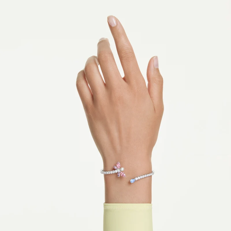 Ariana Grande x Swarovski Dragonfly Bangle with Multicoloured Mixed-Cuts in Rhodium Silver