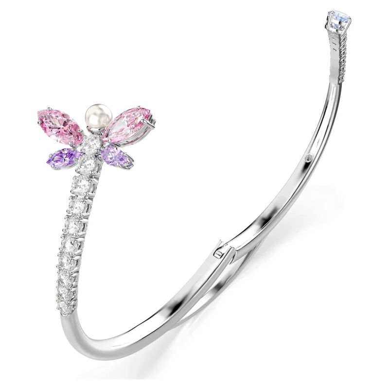 Ariana Grande x Swarovski Dragonfly Bangle with Multicoloured Mixed-Cuts in Rhodium Silver