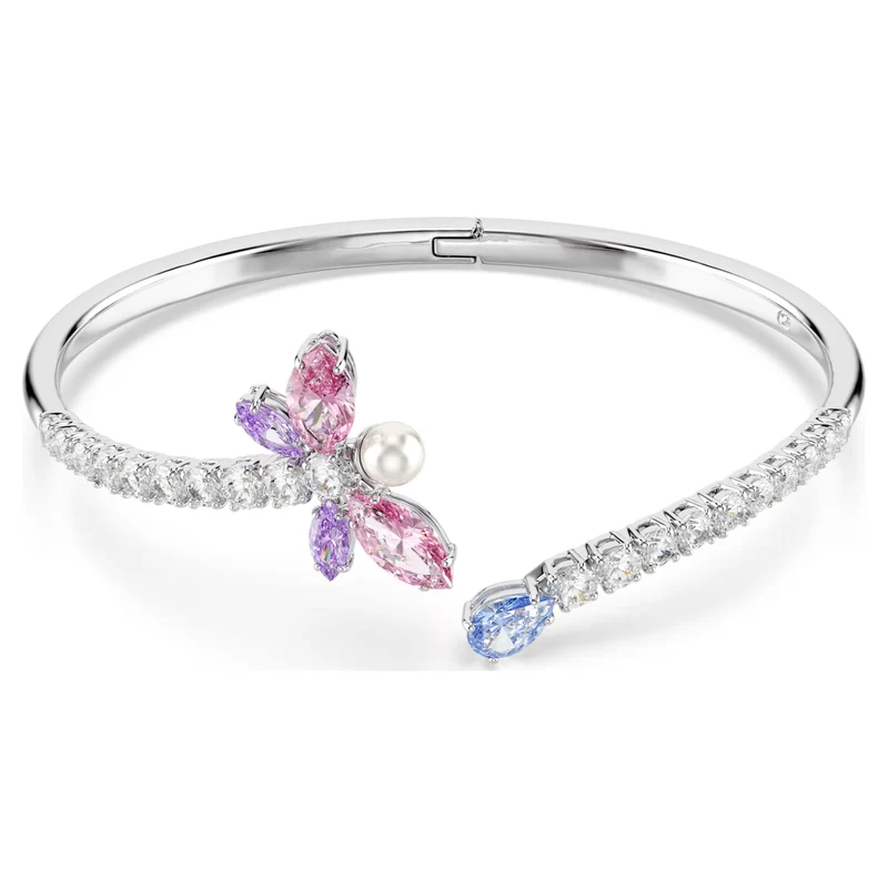 Ariana Grande x Swarovski Dragonfly Bangle with Multicoloured Mixed-Cuts in Rhodium Silver