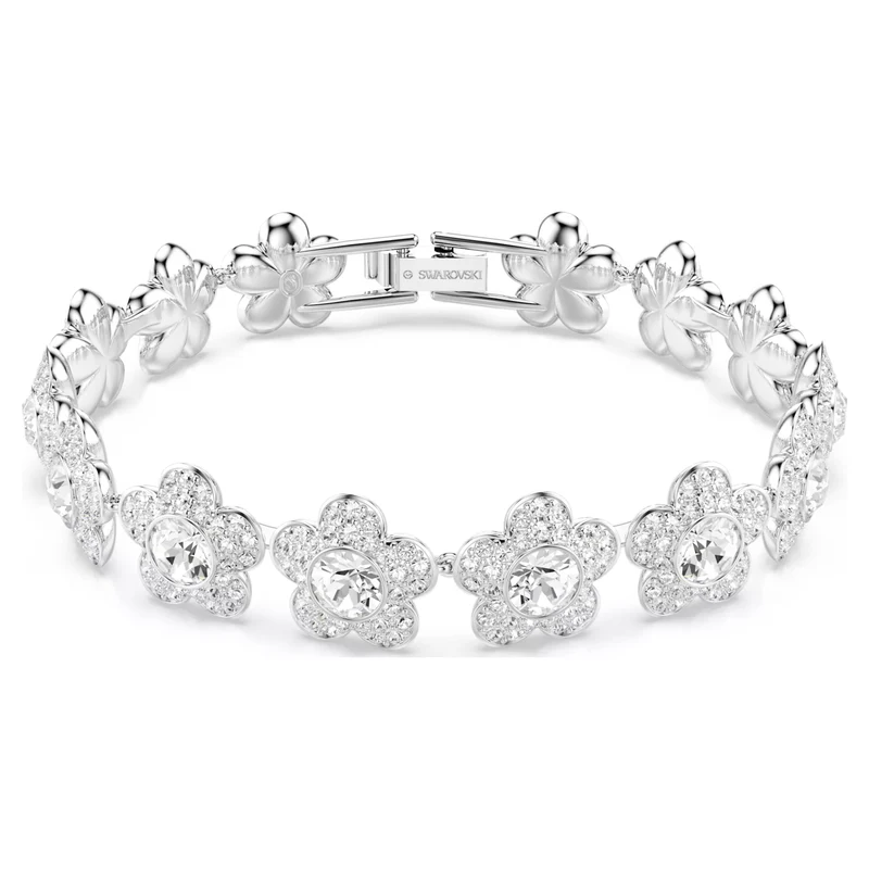 Ariana Grande x Swarovski Flower Bracelet with Round-Cut White Crystal in Rhodium Silver