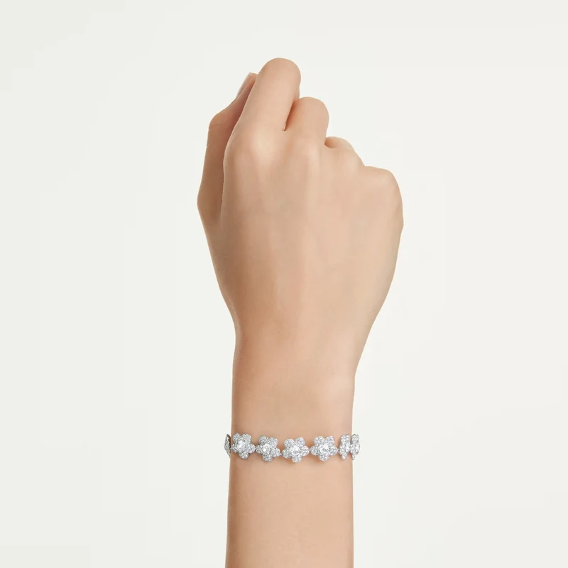 Ariana Grande x Swarovski Flower Bracelet with Round-Cut White Crystal in Rhodium Silver