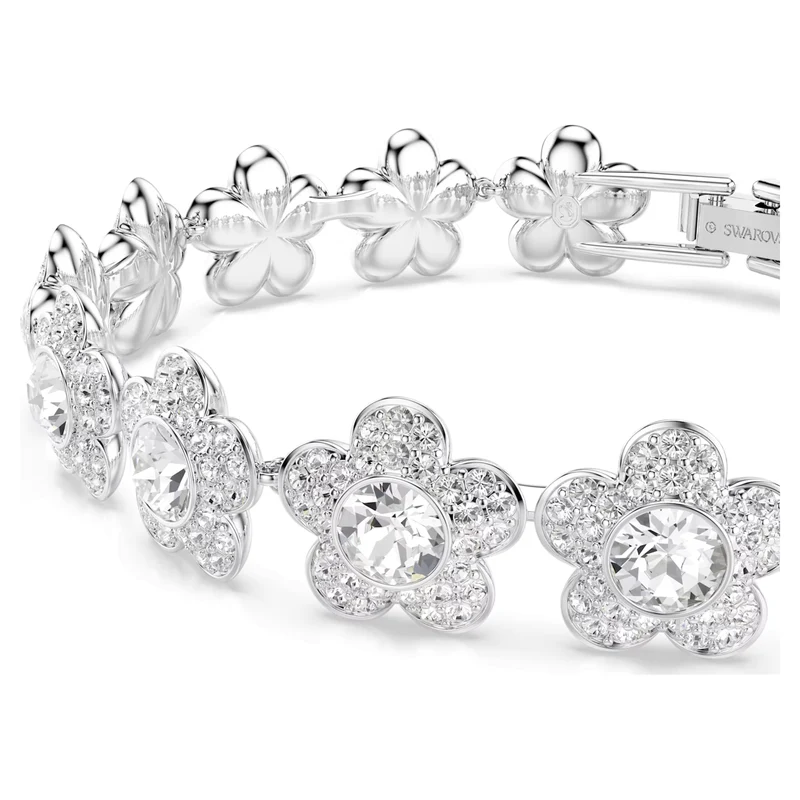 Ariana Grande x Swarovski Flower Bracelet with Round-Cut White Crystal in Rhodium Silver