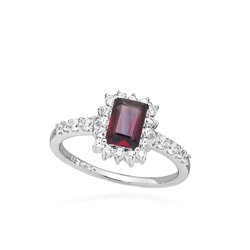 Hope Square Red Garnet Ring, Size 52