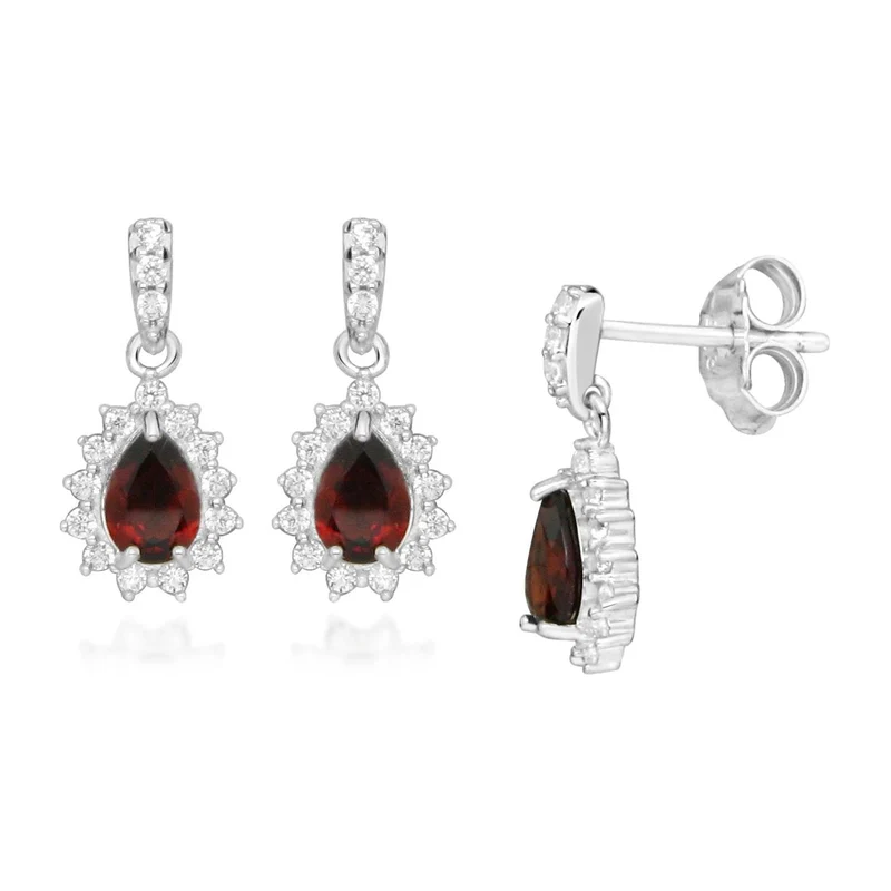Hope Teardrop Red Garnet Drop Earrings