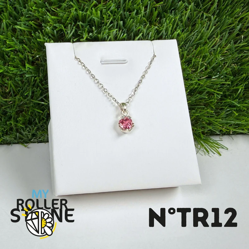 Anhänger aus rosa Turmalin (Rubellit) – 925er Sterlingsilber – Nr. 12