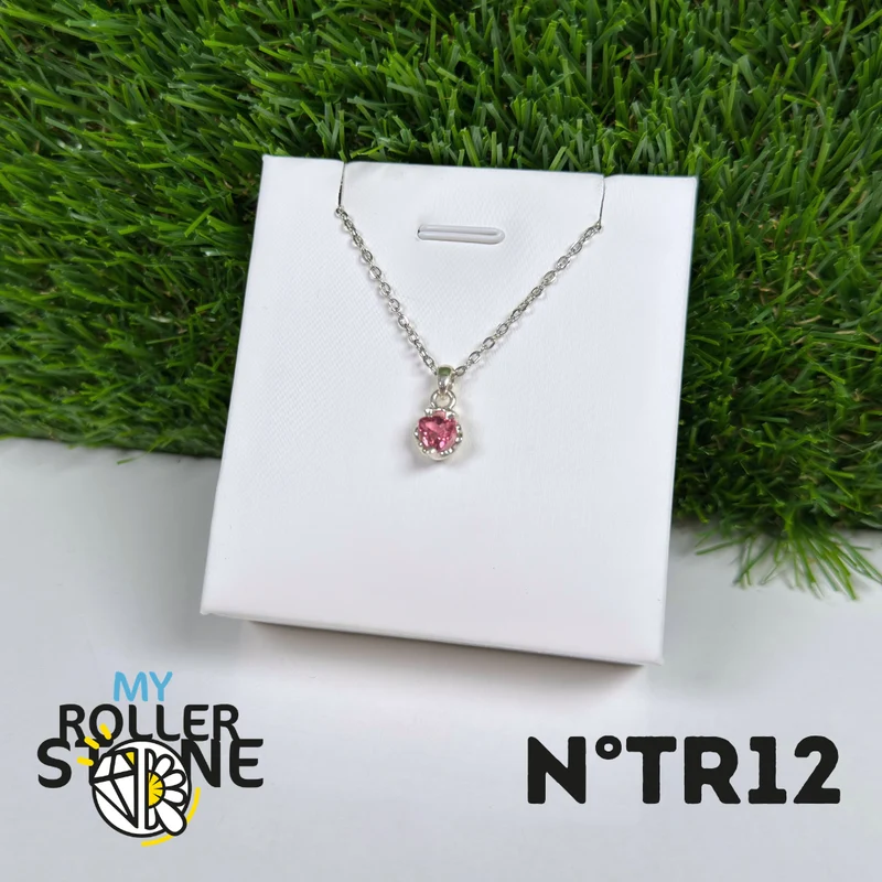 Anhänger aus rosa Turmalin (Rubellit) – 925er Sterlingsilber – Nr. 12