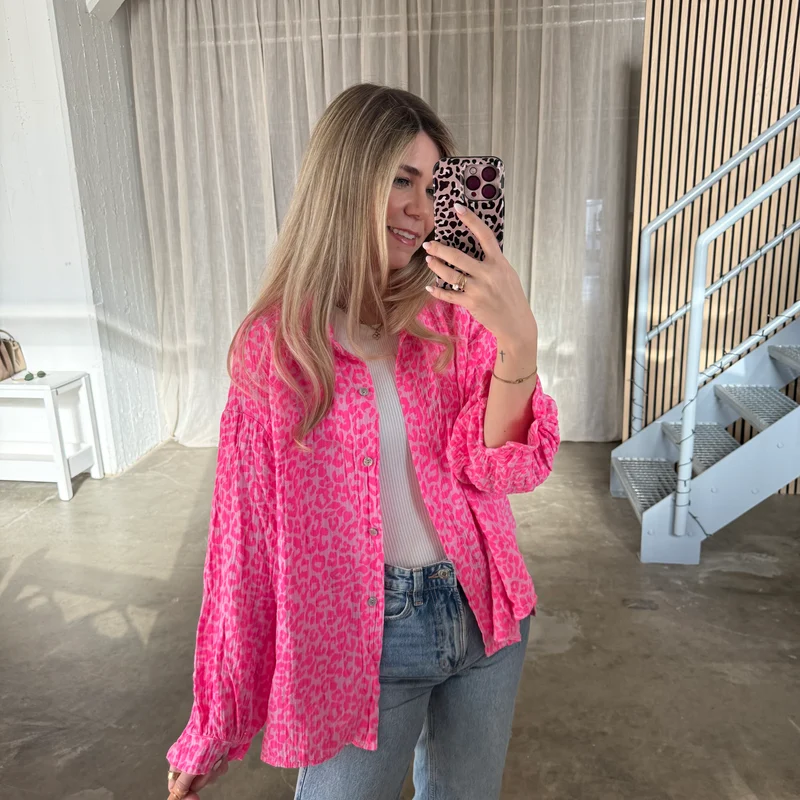 Oversize Musselinbluse Leo - Rosa x Pink