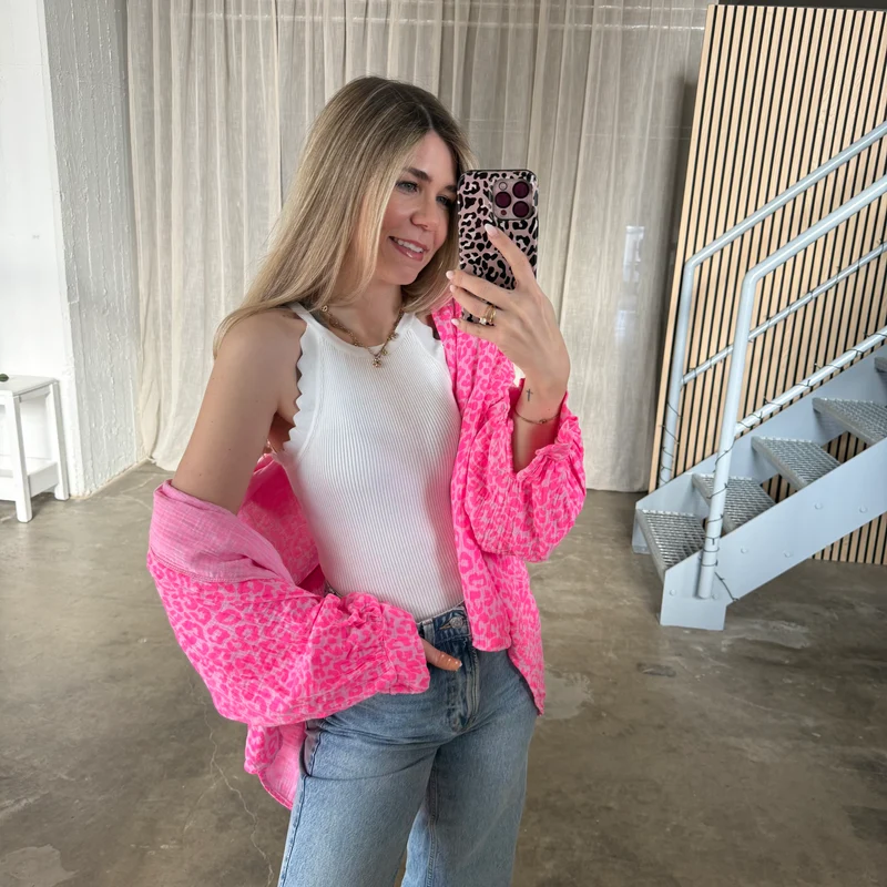 Oversize Musselinbluse Leo - Rosa x Pink