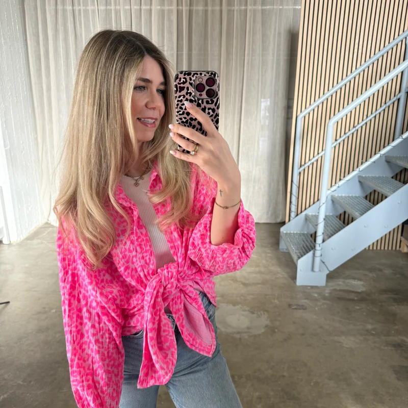 Oversize Musselinbluse Leo - Rosa x Pink