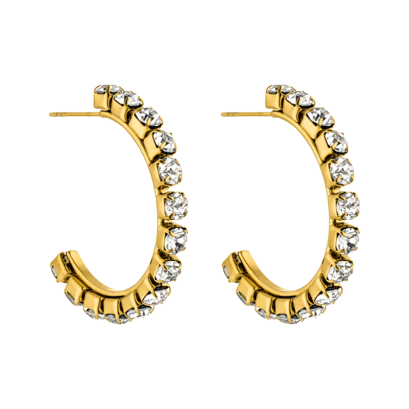 Glamorous Pave Hoop Ohrringe 14K Vergoldet