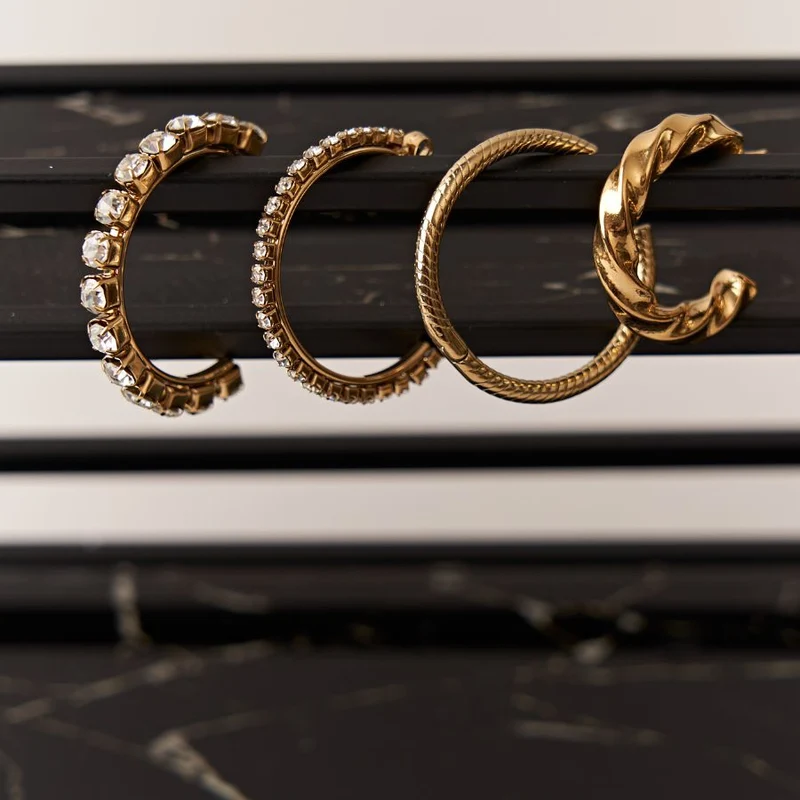 Glamorous Pave Hoop Ohrringe 14K Vergoldet