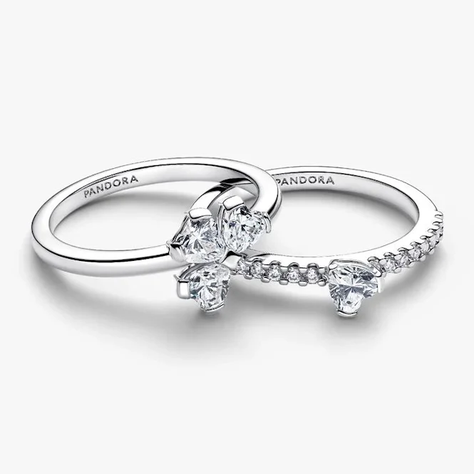 Sparkling Lucky Clover Splittable Ring, Size 54