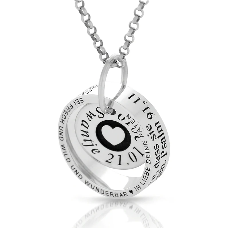 TAUFKETTE 925 SILBER GRAVUR RING NAMENSKETTE SPRUCH VERS TAUFE KETTE