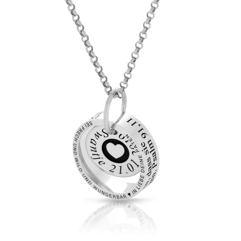 TAUFKETTE 925 SILBER GRAVUR RING NAMENSKETTE SPRUCH VERS TAUFE KETTE