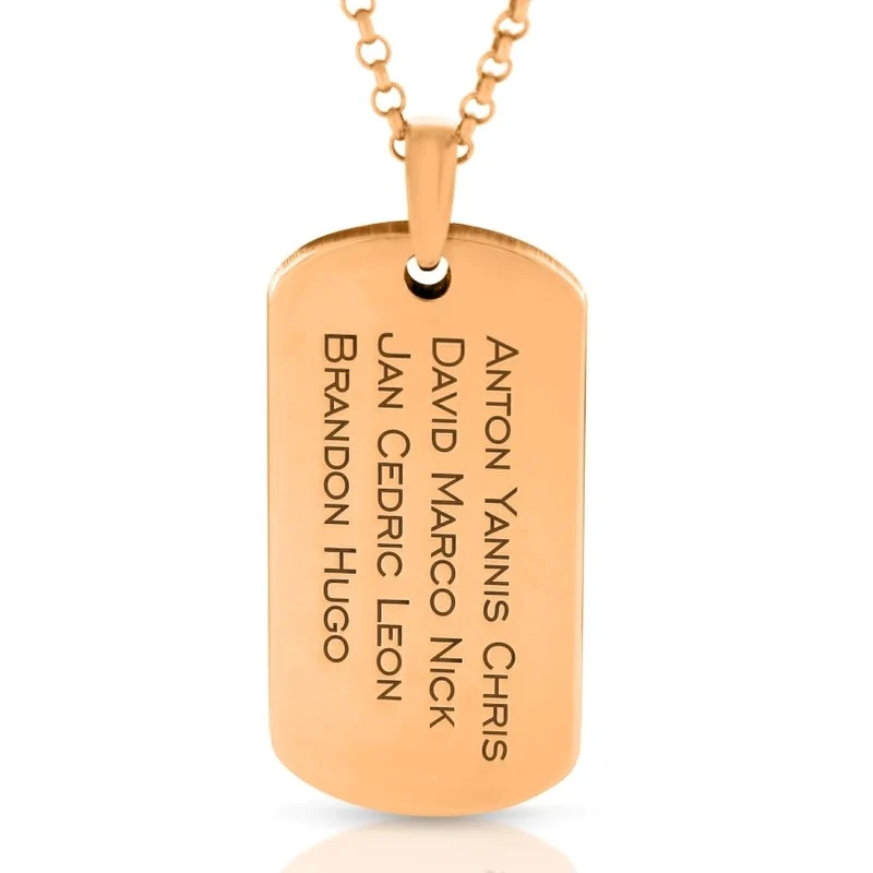 DOG TAG GRAVUR ROSÉ VERGOLDET, FAMILIENKETTE