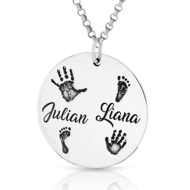 KETTE MIT HAND & FUßABDRUCK, NAMENSKETTE 925 STERLING SILBER