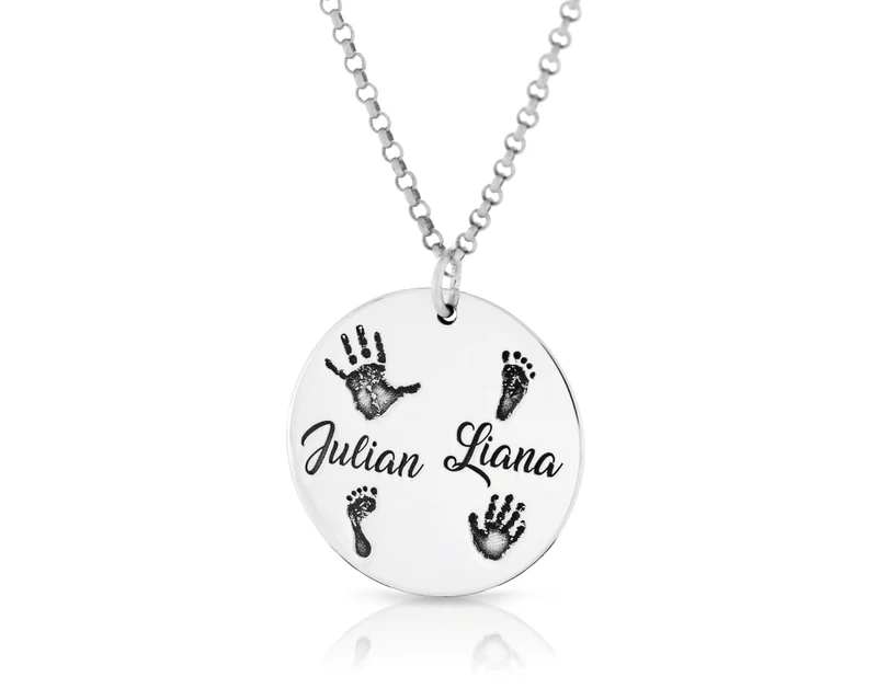 KETTE MIT HAND & FUßABDRUCK, NAMENSKETTE 925 STERLING SILBER