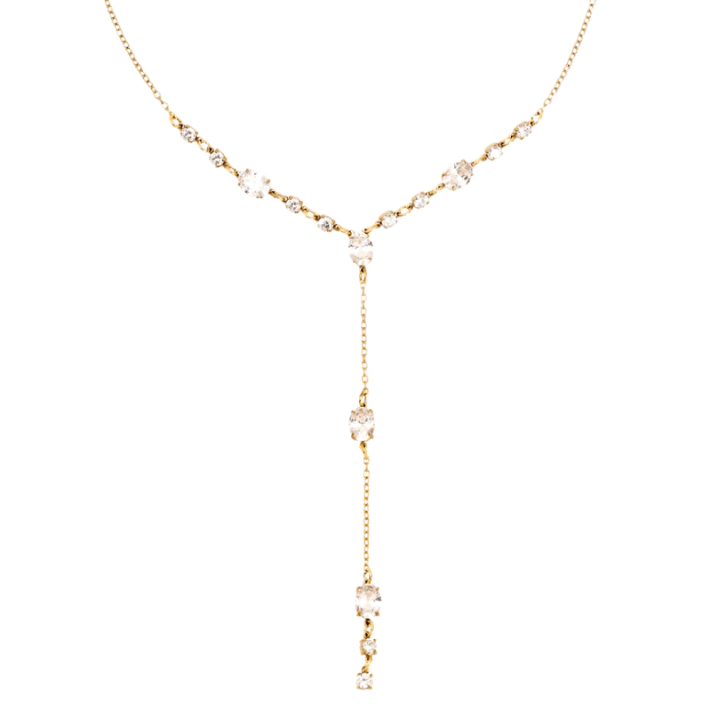 Elegance Oval Crystal Kette 14K Vergoldet