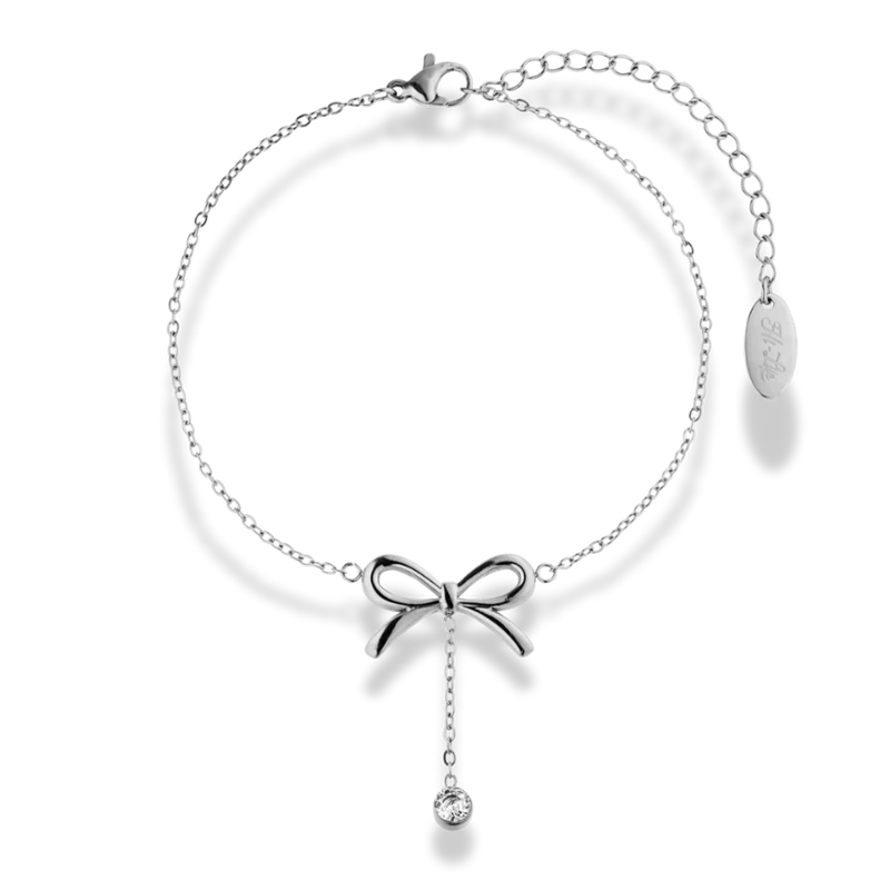 Dangle Crystal Ribbon Armband 14K Vergoldet