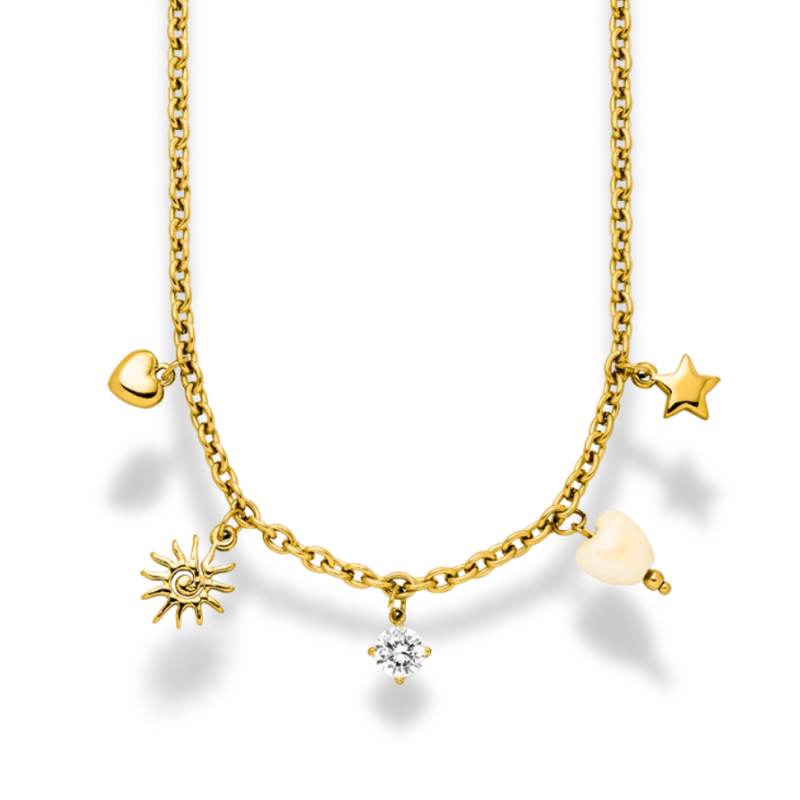 Elegance Sol Charm Kette 14K Vergoldet
