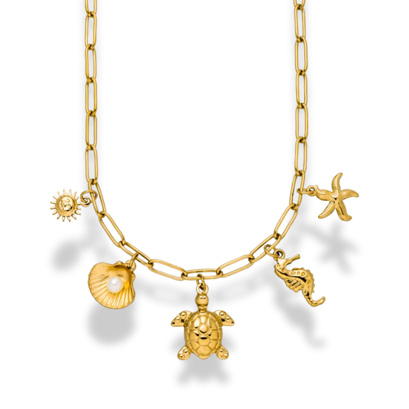 Seashore Turtle Charm Kette 14K Vergoldet
