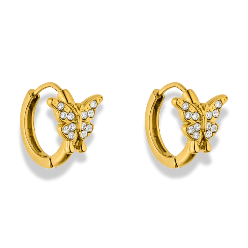 Spring Butterfly Huggie Ohrringe 14K Vergoldet