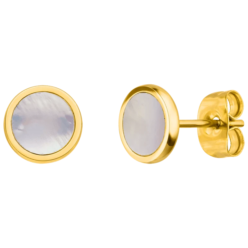 White Shimmer Ohrstecker | 18K vergoldet