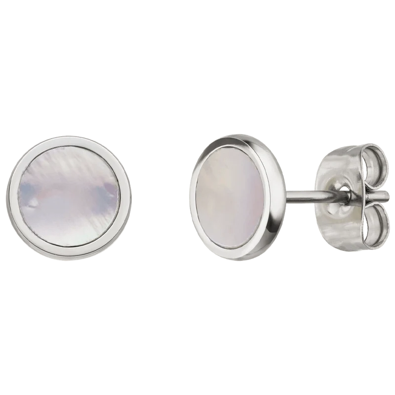 White Shimmer Ohrstecker | 18K vergoldet