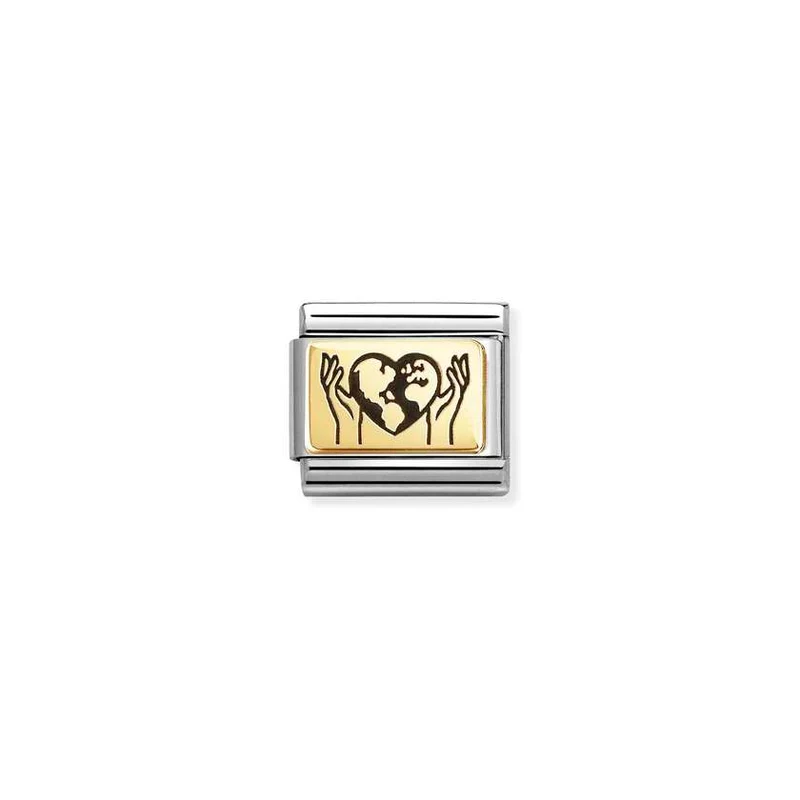 Classic Gold and Enamel Hands with Globe Love & Hearts Charms