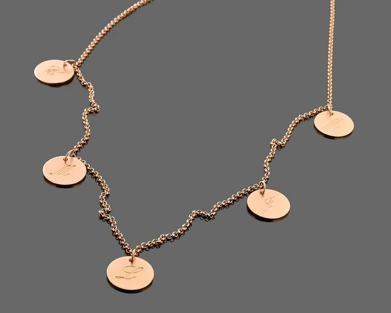 DAMENKETTE MIT INITIALEN, KETTE MIT GRAVUR, KETTE ROSÉGOLD