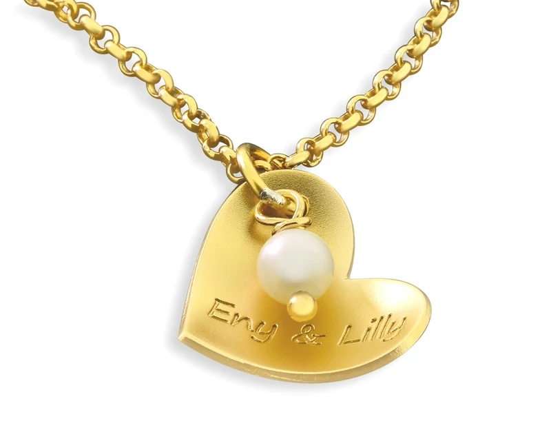 KETTE MIT HERZ GRAVUR SCHMUCK FÜR OMA NAMENSKETTE GOLD MAMA HALSKETTE